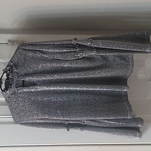 Silver glitter blouse with keyhole neck. Size XL